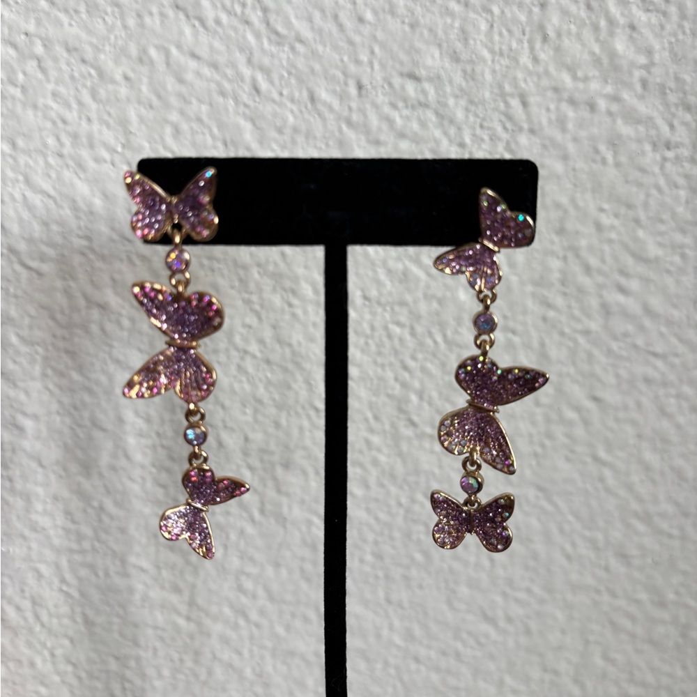 Betsey Johnson Butterfly Earrings EUC